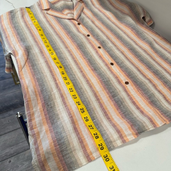LaFayette 148 Blouse Size XL Wendell Striped Linen Button Front beach resort - Picture 12 of 12
